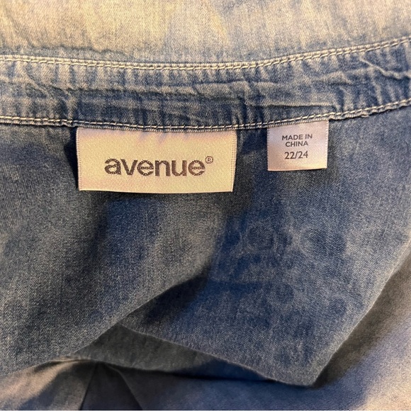 Avenue Silver Studded and Rhinestone Denim Button-Up Shirt - Picture 7 of 8